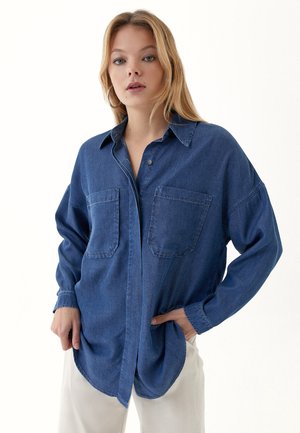 Button-down blouse - dark denim