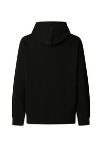 Μαύρη φούτερ με κουκούλα και απλό σχέδιο, με μακριά μανίκια, απαλή υφή υφάσματος και ριμπ τελείωμα και μανίκια.