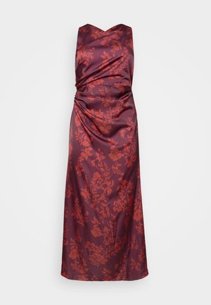 WAL G CURVE, AUTUMN WEDDING SASHA BACK CROSS PRINT MAXI - Iltapuku - brown/burnt orange