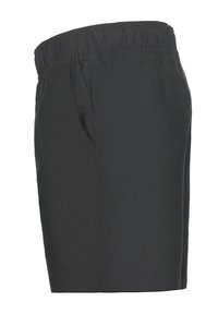 Shorts neri realizzati in tessuto leggero, dotati di una vita elastica e tasche laterali, con un taglio dritto e senza motivi visibili.