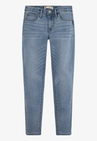 Ljusblå denimjeans med smal passform, med dragkedja, fem fickor, subtil blekning och kontrasterande sömmar. Klassiska designelement.