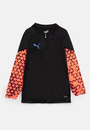 Puma INDIVIDUAL CUP TRAINING 1 4 ZIP JR UNISEX - Voetbalshirt - black/ultra orange