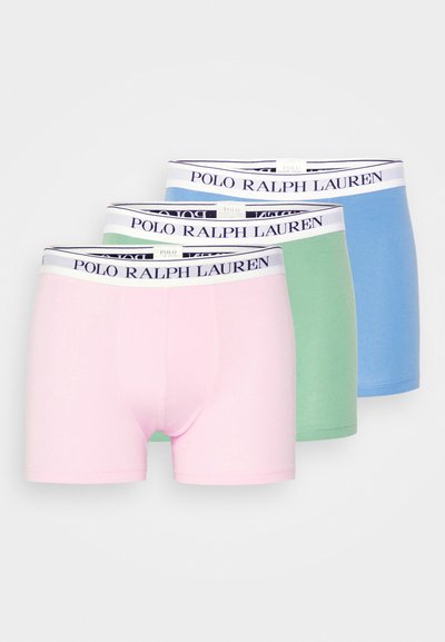 Tre pakker med boxershorts i pastell rosa, grønn og blå. Laget av stretch-stoff med elastiske midjebånd som har "POLO RALPH LAUREN"-merking.