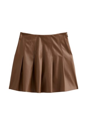 Bordeaux plissé minirok van glad faux leer, met een hoge taille en nette stiksels voor een gestructureerde silhoutte.