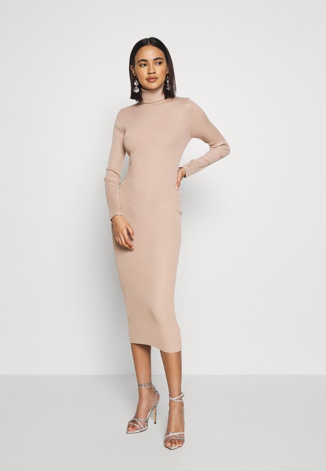 ROLL NECK MIDI DRESS - Robe fourreau - camel
