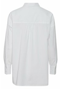 Witte langekousen shirt met een kraag, een rugplooi detail en knoopmanchetten. Gladde stofstructuur en normale pasvorm.