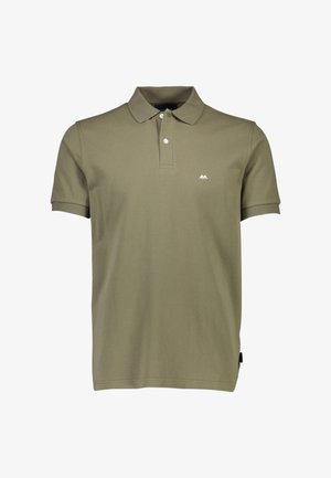 Olijfgroen polo shirt gemaakt van een katoenmix. Heeft een drieknoopsluiting, korte mouwen en een klein wit logo op de borst.