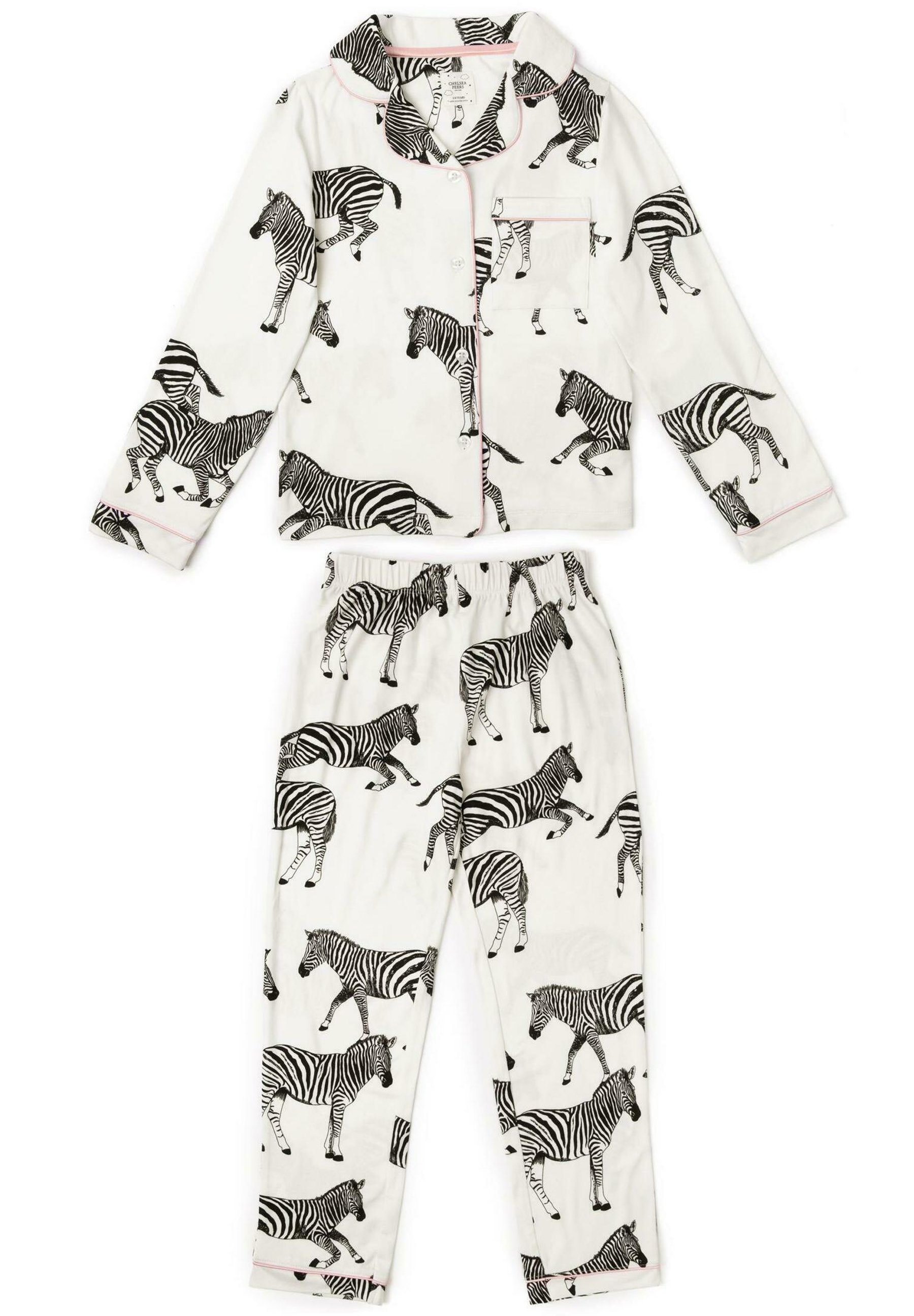 Chelsea Peers ZEBRA PRINT REVERE COLLAR BUTTON UP SET Pyjama set