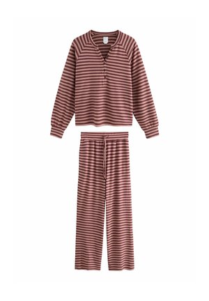 REGULAR FIT - COSY LONG SLEEVE SET - Yöasusetti - berry/red stripe