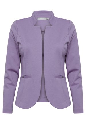 Lavendel gefit blazer met een ronde hals, twee voorzakken, een soepele textuur en een getailleerde silhouet. Voorzien van discrete knopen.