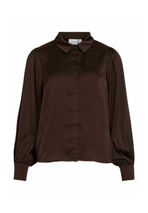 VILA, VIENNA RAVENNA L/S BALLOON SHIRT - NOOS - Πουκαμίσα με κουμπιά - coffee bean
