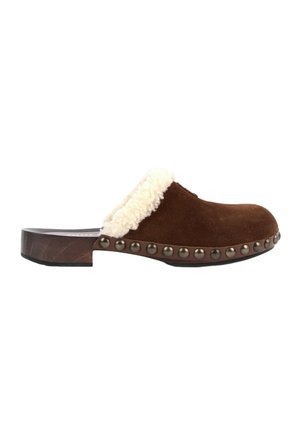 Miu Miu, SHEARLING MULES & CLOGS BROWN - Mules - brown