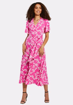 BELTED - Day dress - pink   white