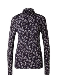 Hřejivý rolák s dlouhým rukávem v námořnické modři s bílým geometrickým listovým potiskem. Vyrobeno z měkké, elastické tkaniny s přiléhavým střihem.