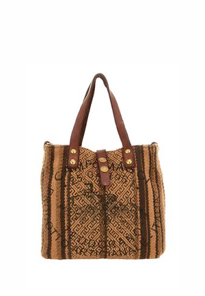 Borsa a mano - righe marroni t cognac st nera