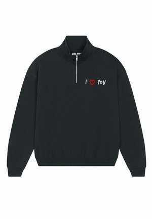 I LOVE YOU EMBROIDERY SUPERHEAVY ZIPPED  - Felpa - black