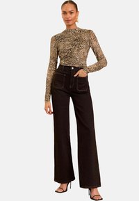 RUCHED LONG SLEEVE  - Blúz - brown leopard