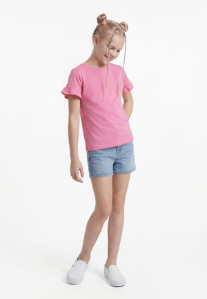 Friboo 4 PACK T-SHIRT WITH RUFFLE SLEEVE - T-shirt print - white/black/pink