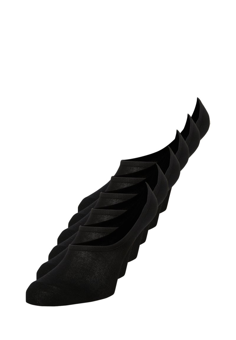 Schwarze, unsichtbare Socken aus texturiertem Stoff, mit einem tiefen Schnitt und weichem, elastischem Bund für einen sicheren Sitz. Set mit mehreren Paaren.