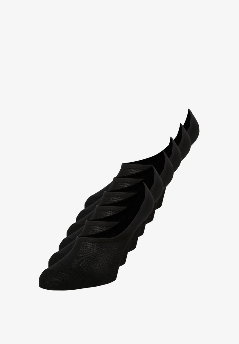 Schwarze, unsichtbare Socken aus texturiertem Stoff, mit einem tiefen Schnitt und weichem, elastischem Bund für einen sicheren Sitz. Set mit mehreren Paaren.