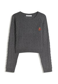 EMBROIDERED CABLE-KNIT - Vesta - dark grey