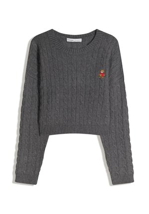 EMBROIDERED CABLE-KNIT - Pulover - dark grey