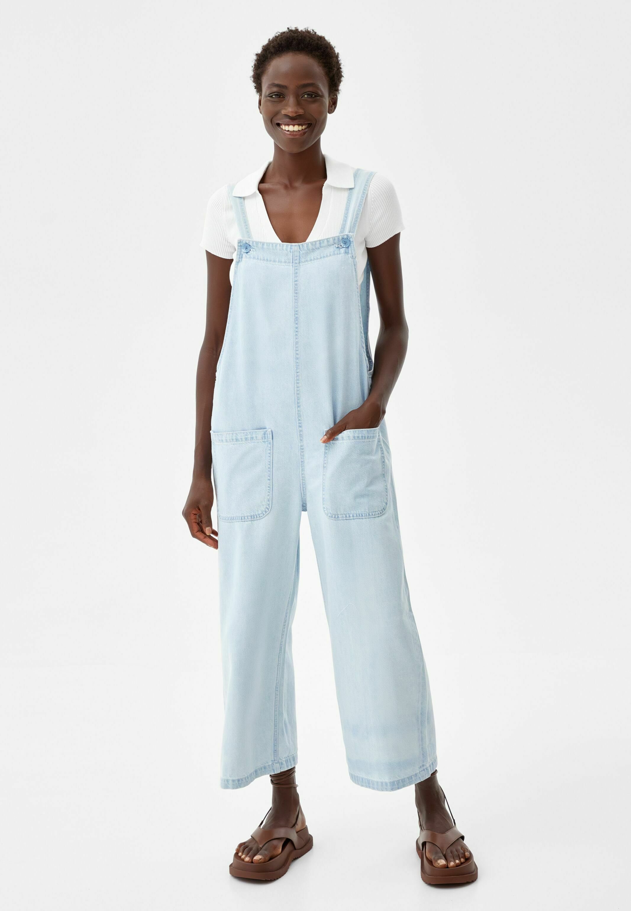 Bershka Salopette - light blue denim/carta da zucchero - Zalando