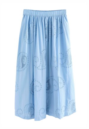 REGULAR FIT-EMBROIDERED PAISLEY MIDI - A-line skirt - blue