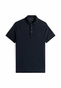 Navyblauwe poloshirt van katoen, met een drie-knopen pat, korte mouwen en een subtiele geperste logo op de borst.