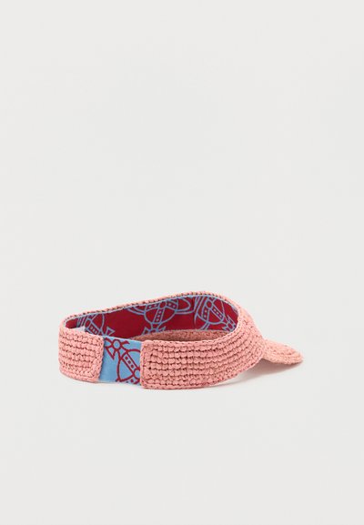 Ρόζ υφασμάτινη ζώνη ηλίου με μπλε και κόκκινη διακοσμητική εσωτερική ταινία.