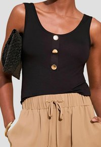 Lipsy SCOOP NECK BUTTON DETAIL - Top - black