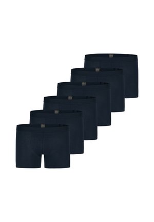 Set aus sechs navyblauen Boxerbriefs, hergestellt aus weicher Baumwolle, mit einem elastischen Taillengummi und einer Fronttasche für Unterstützung.