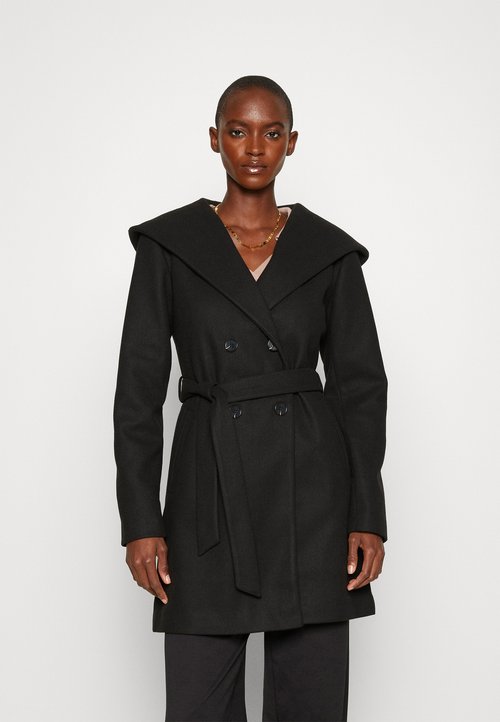 VILA Vicooley Collar Belt Coat - Noos Ladies Short Jacket, Black