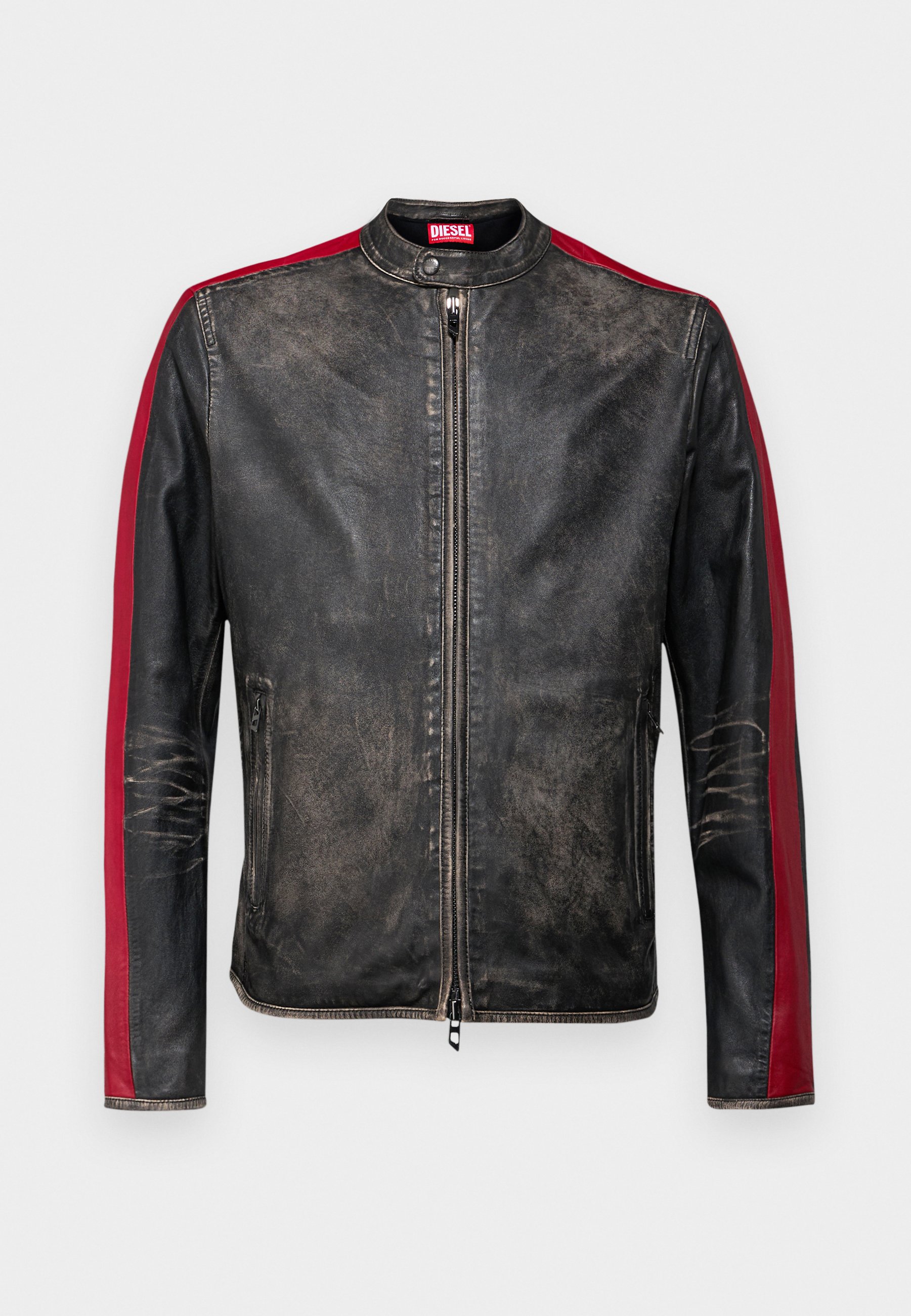 Diesel L-RENN - Leather jacket - black - Zalando.co.uk