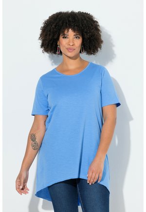 LONG RUNDHALS HALBARM GERUNDETER SAUM - T-shirt basic - light blue