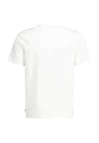 T-shirt bianco in cotone con maniche corte, girocollo e orlo dritto. Presenta un design semplice e privo di decorazioni, senza motivi né grafiche.