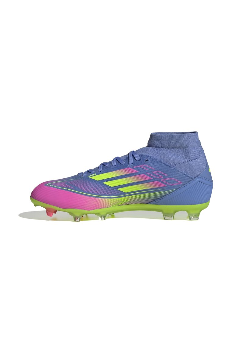 adidas Performance - F50 LEAGUE MID FIRM/MULTI-GROUND - Botas de fútbol con tacos - blue fusion   lucid lemon   lucid pink, Ampliar