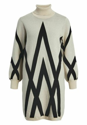 Object OBJRAY L S ROLLNECK  AOP NOOS - Strickkleid - sandshell