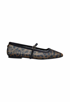 MIT LEOPRINT - Ankle strap ballet pumps - black
