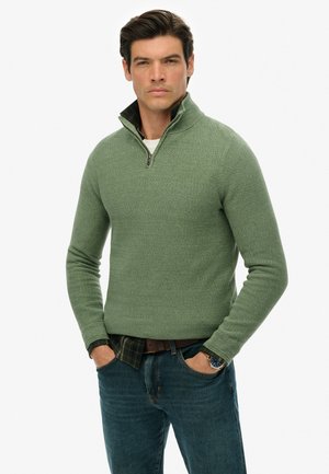TEXTURE HALF-ZIP  - Jumper - sage green twist