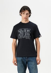 Replay - LOGO - Print T-shirt - dark navy Thumbnail Image 1