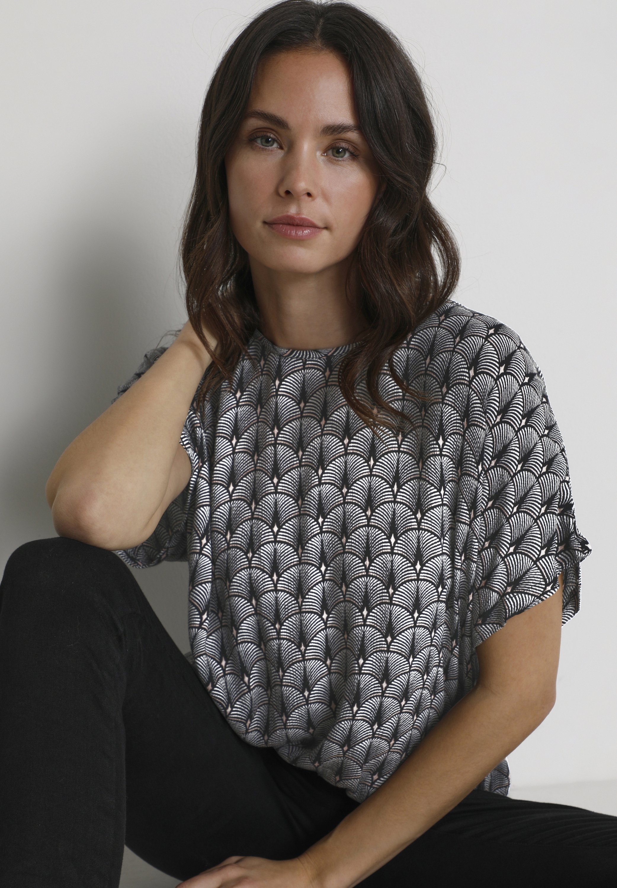 Kaffe Blouse - black/chalk/rose fan print/zwart - Zalando.nl