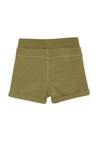 Olivgröna bomullsshorts med en mjuk textur, med en vikt kant och ett elastiskt midjeband för en bekväm passform.