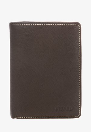 Brown leather wallet with a textured surface, visible stitching, and embossed "PICARD" logo on the bottom right corner.
