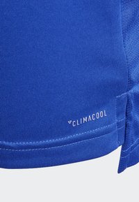 Blauses Sportshirt aus glattem, atmungsaktivem Material. Enthält ein kleines "CLIMACOOL"-Logo nahe dem Saum.