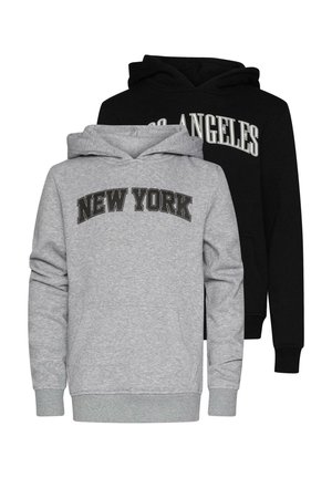 2 PACK - LANGARM - LOS ANGELES  NEW YORK - Luvtröja - black heathergrey