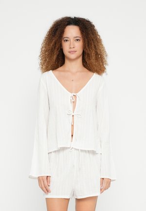 HAZE TIE FRONT - Top s dlhým rukávom - white