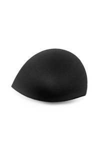 Czarna tkanina w kształcie półkuli, gładka tekstura, zakrzywiony kształt, brak widocznych elementów metalowych lub akcentów. Odpowiednia do różnych zastosowań.