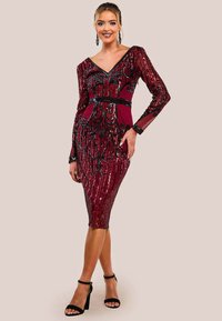 Goddiva SEQUIN EMBROIDERED  - Cocktailklänning - wine