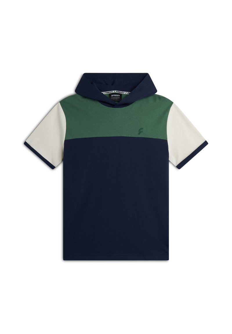 Freddy A MANICHE CORTE CON DESIGN COLOUR BLOCK - Camiseta estampada - blu